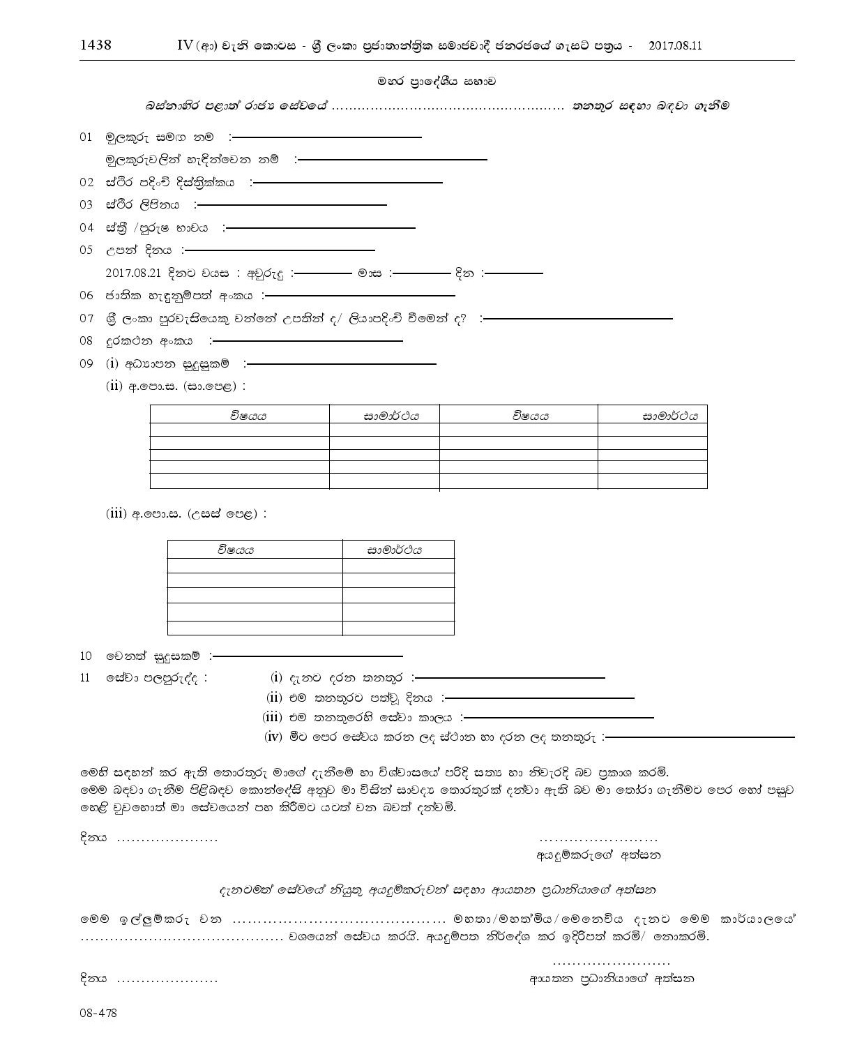 Work Field Labourer, Sanitary Labourer - Mahara Pradeshiya Sabha